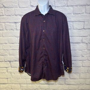ROBERT GRAHAM 2XL KILBRIDE CLASSIC FIT SPORT LONG SLEEVE SHIRT BURGUNDY